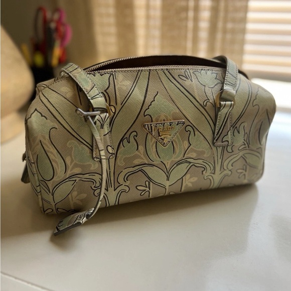 Prada Saffiano Leather Green Bauletto Bag - Picture 5 of 16